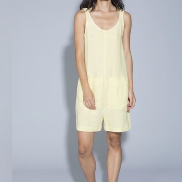 Ilana Kohn yellow 100% linen short jumpsuit with large pockets rompers - Picture 1 of 5